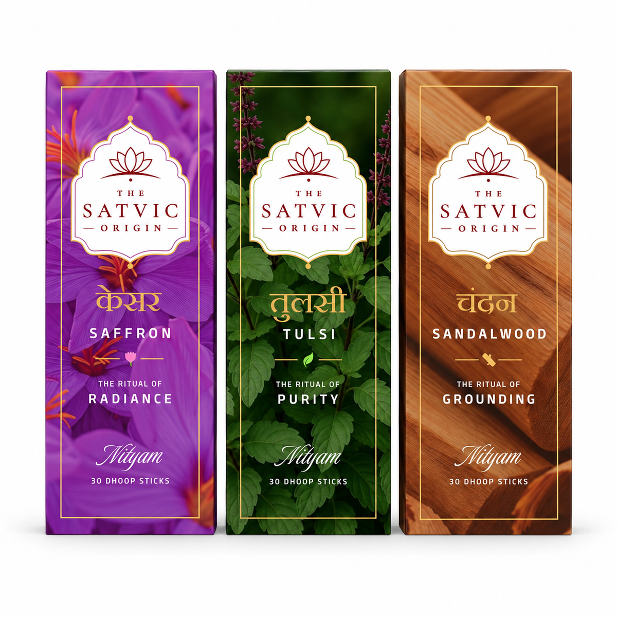 Traditional Dhoop Sticks Combo: Chandan, Kesar, Tulsi
